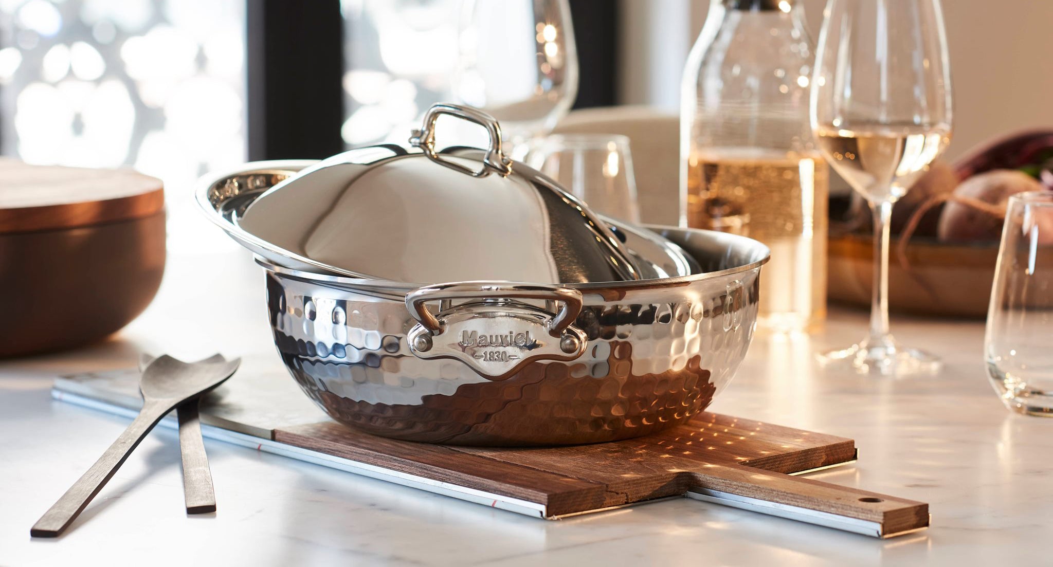 Mauviel M'6s Induction Compatible Copper Sauce Pan with Lid, 0.8 qt