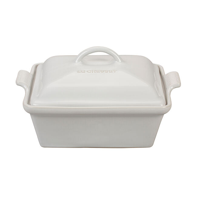 Le Creuset Heritage Covered Square Casserole With Lid, 2.5Quart,White