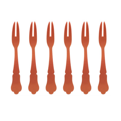 Sabre Honorine 6-Piece Cocktail Fork Set, Orange - Kitchen Universe