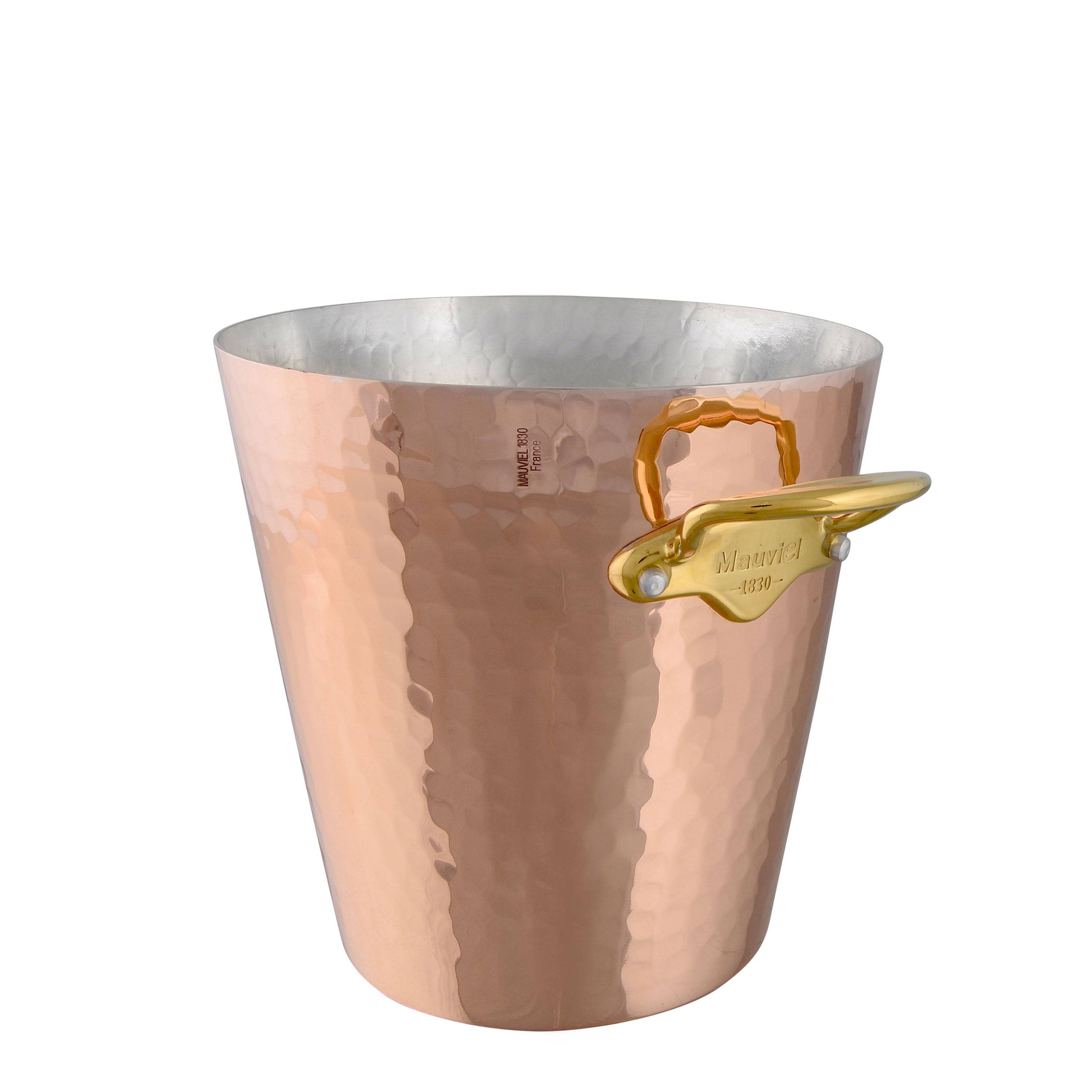 Mauviel M'30 Champagne Bucket, Hammered Copper & Bronze Handles