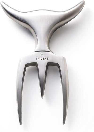 Tridens Hand Finished Ergonomic Brushed Stainless Steel Fork With Stainless Steel Holder, 165mm / 6.5-in - Kitchen Universe