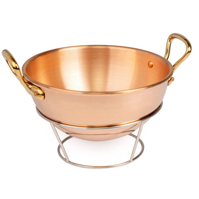 Mauviel M'passion Copper Egg Whites Beating Bowl with Brass Handles & Stand, 5-qt. - Kitchen Universe
