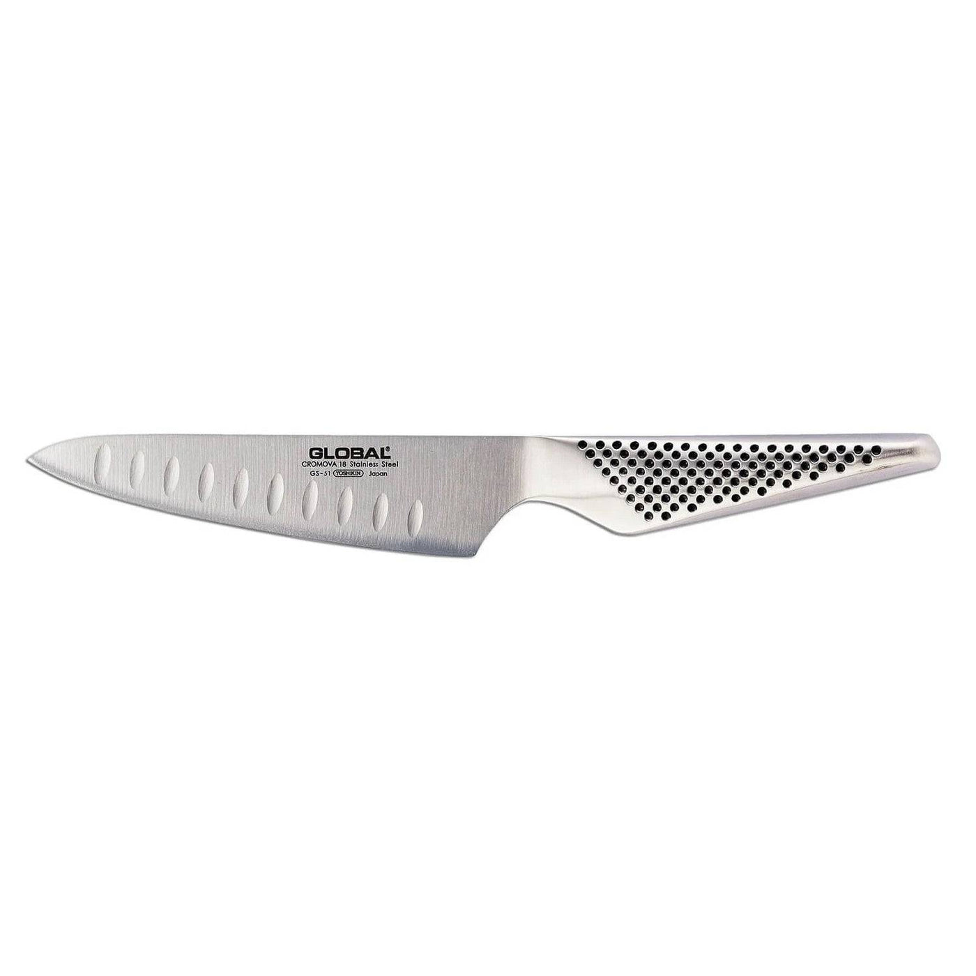 Global Classic Stainless Steel Fluted Chef's Knife, 5-Inches - Kitchen Universe