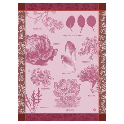Le Jacquard Francais Salades Illustrées Tea Towel, 24 x 31-Inches, Pink - Kitchen Universe