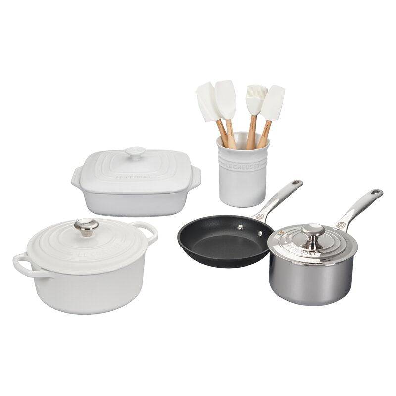 Le Creuset 12-Piece White Mixed Material Cookware Set
