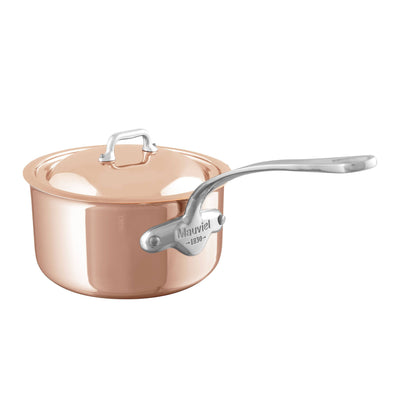 Mauviel M'6s Induction Compatible Copper Sauce Pan with Lid, 3.4 qt - Kitchen Universe