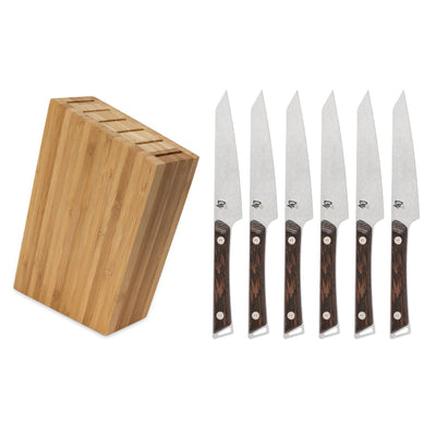 Shun Kanso 6-Piece Steak Knife with Bamboo Side Car Block Set - Kitchen Universe