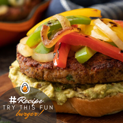 #Recipe Chicken Fajita Burgers with Chipotle Guacamole 