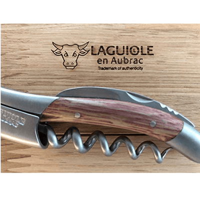 Laguiole en Aubrac Sommelier Corkscrew Wine Opener, Barrel Wood Red Tainted Handle - Kitchen Universe