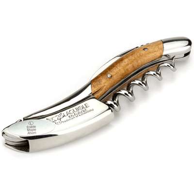 Laguiole en Aubrac Deluxe Sommelier Waiter's Corkscrew with Wavy Maple Wood Handle - Kitchen Universe