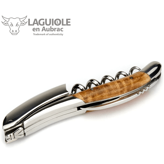 Laguiole en Aubrac Deluxe Sommelier Waiter's Corkscrew with Wavy Maple Wood Handle - Kitchen Universe