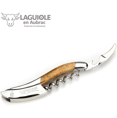 Laguiole en Aubrac Deluxe Sommelier Waiter's Corkscrew with Wavy Maple Wood Handle - Kitchen Universe