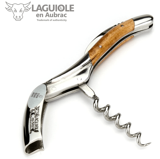 Laguiole en Aubrac Deluxe Sommelier Waiter's Corkscrew with Wavy Maple Wood Handle - Kitchen Universe