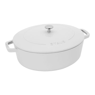 Staub Cast Iron Wide Oval Dutch Oven, 6.25-qt, Pure White - Kitchen Universe