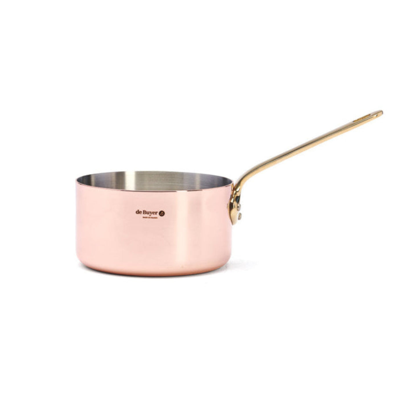 de Buyer Inocuivre Service Copper Saucepan with Brass Handles, 0.85 qt - Kitchen Universe