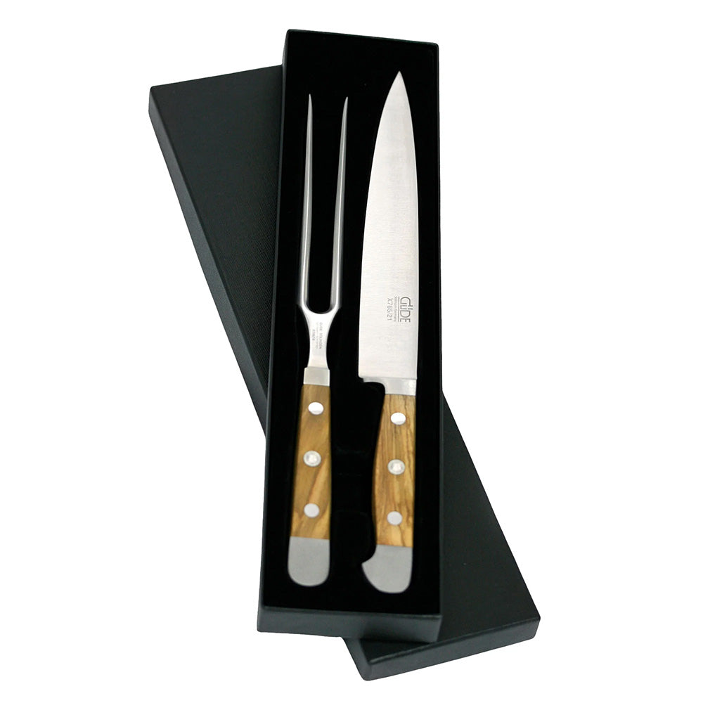 Gude Alpha Olive 2-Piece Carving Set With Olivewood Handle