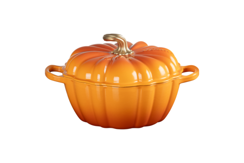 Le Creuset Figural Pumpkin Cocotte 4-Quart, Persimmon & Novelty Gold Knob - Kitchen Universe