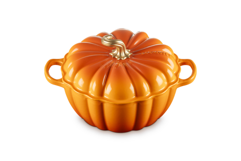 Le Creuset Figural Pumpkin Cocotte 4-Quart, Persimmon & Novelty Gold Knob - Kitchen Universe
