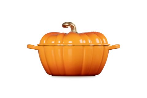 Le Creuset Figural Pumpkin Cocotte 4-Quart, Persimmon & Novelty Gold Knob - Kitchen Universe
