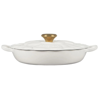 Le Creuset Signature Enameled Cast Iron Flower Braiser, 2.25-Quart, White - Kitchen Universe