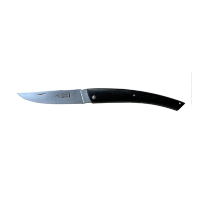 Arbalete Genes David Laguiole Multi-Purpose Folding Knife With Handcarved Spring, Ebony Wood Handle, 4.8-in