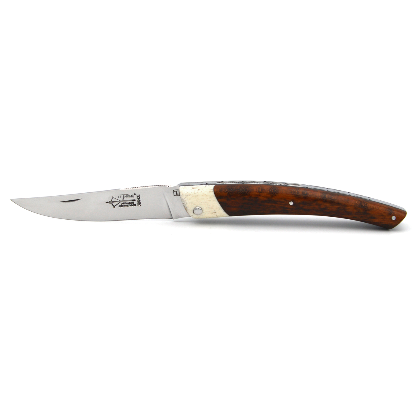 Arbalete Genes David Multi-Purpose Folding Knife With Handcarved Spring, With Amourette Snakewood Handle & Bone Bolster, 4.8-in - Kitchen Universe
