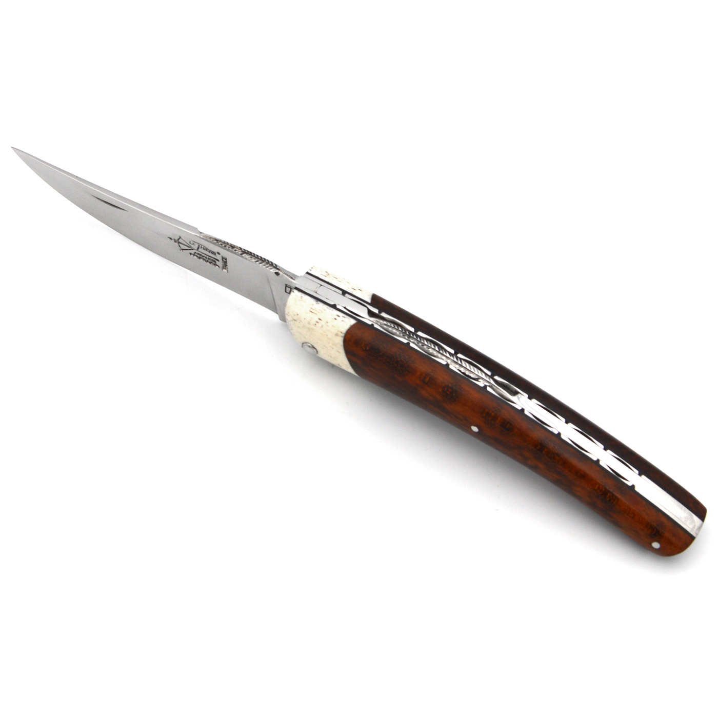 Arbalete Genes David Multi-Purpose Folding Knife With Handcarved Spring, With Amourette Snakewood Handle & Bone Bolster, 4.8-in - Kitchen Universe