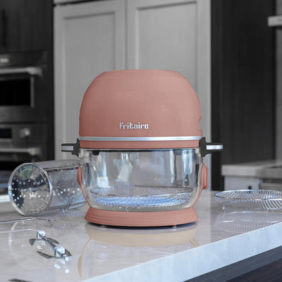 Fritaire Self-Cleaning Glass Bowl Air Fryer, 5-Qt, Mauve Rose