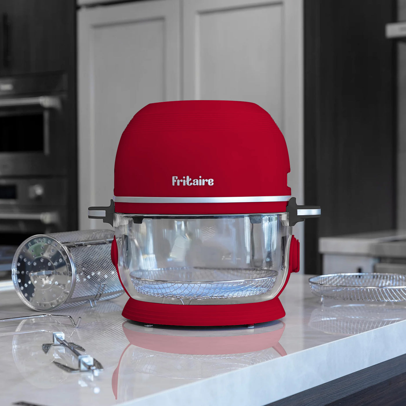 Fritaire Self-Cleaning Glass Bowl Air Fryer, 5-Qt, Cherry - Kitchen Universe