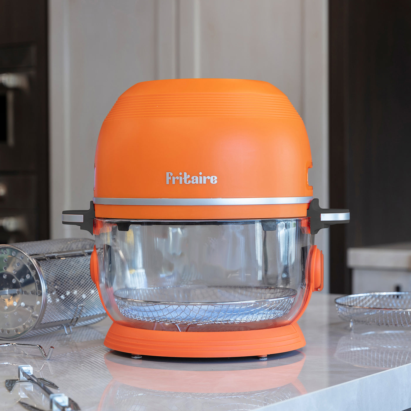 Fritaire Self-Cleaning Glass Bowl Air Fryer, 5-Qt, Orange - Kitchen Universe
