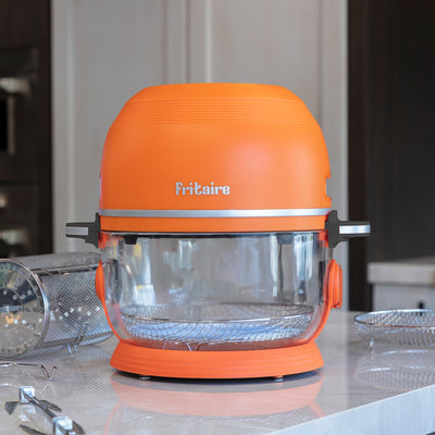 Fritaire Self-Cleaning Glass Bowl Air Fryer, 5-Qt, Orange - Kitchen Universe