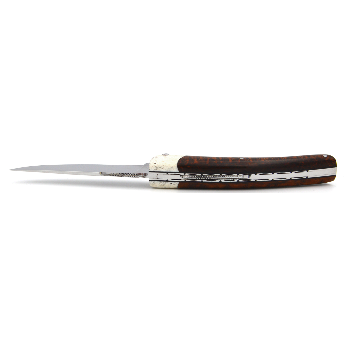 Arbalete Genes David Multi-Purpose Folding Knife With Handcarved Spring, With Amourette Snakewood Handle & Bone Bolster, 4.8-in - Kitchen Universe