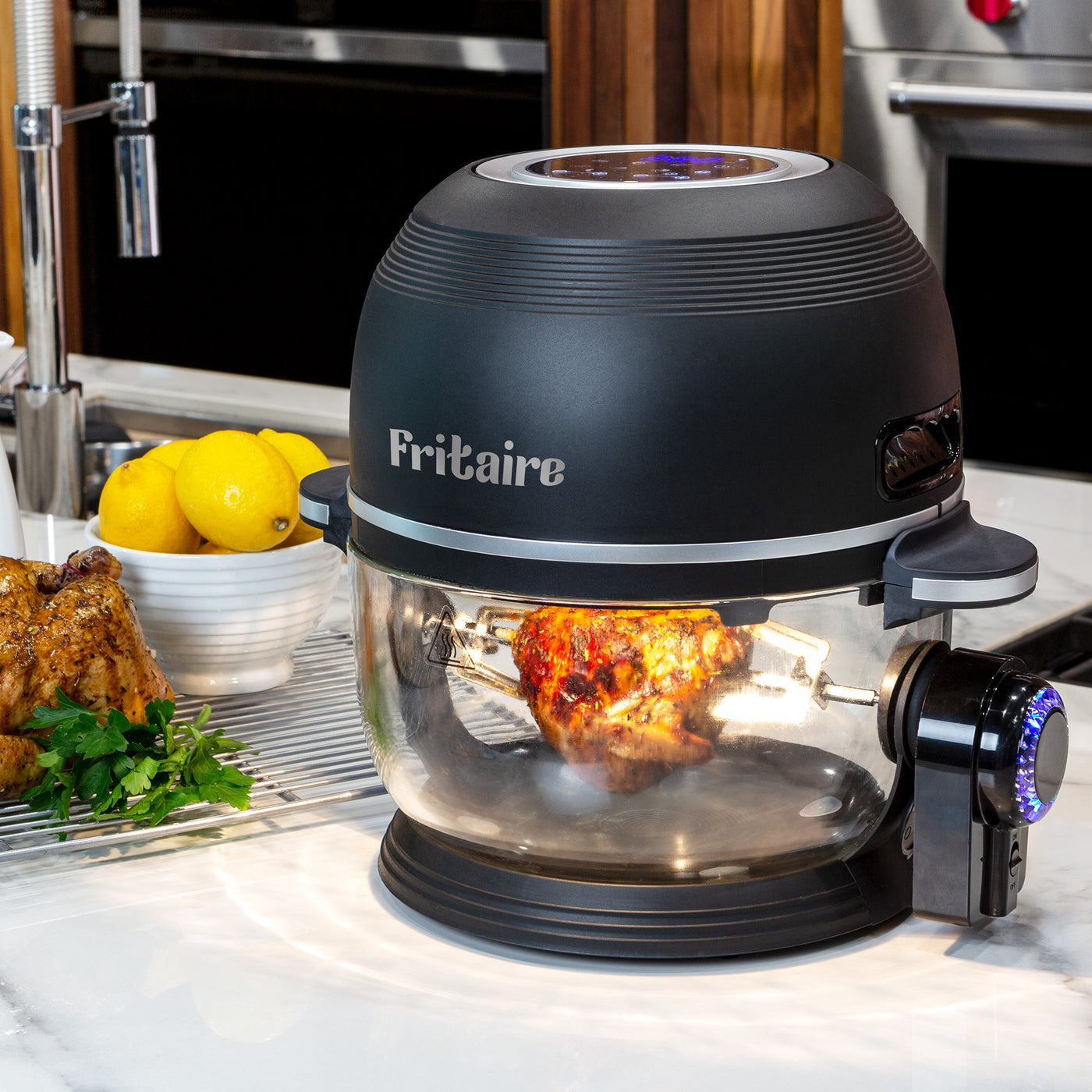 Fritaire Self-Cleaning Glass Bowl Air Fryer, 5-Qt, Black - Kitchen Universe