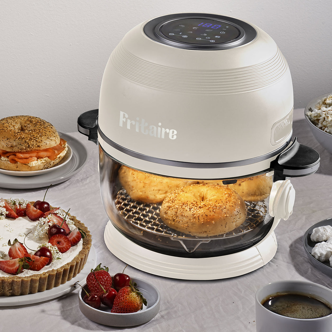 Fritaire Self-Cleaning Glass Bowl Air Fryer, 5-Qt, White - Kitchen Universe