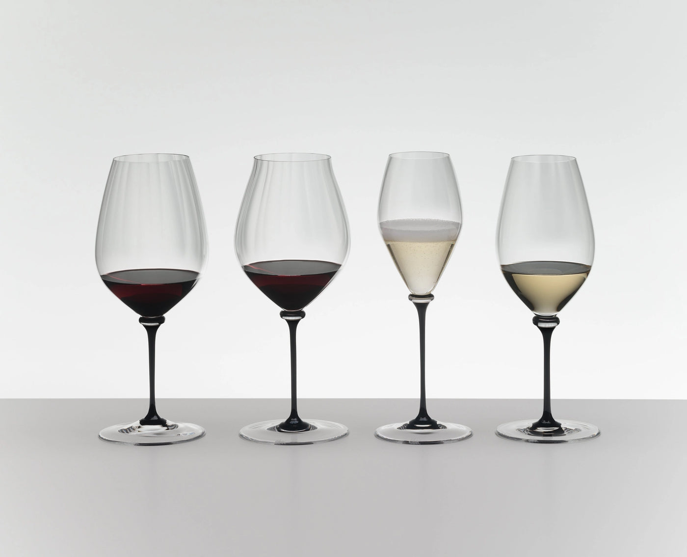 Riedel Fatto A Mano Performance 4-Piece Champagne Glass with Black Stem Set, 13 Oz