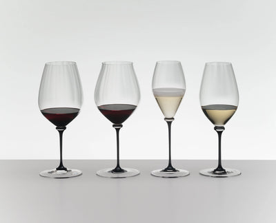 Riedel Fatto A Mano Performance 4-Piece Champagne Glass with Black Stem Set, 13 Oz