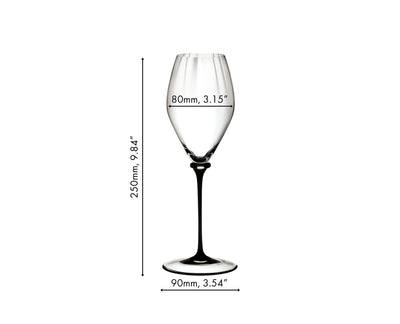 Riedel Fatto A Mano Performance 4-Piece Champagne Glass with Black Stem Set, 13 Oz