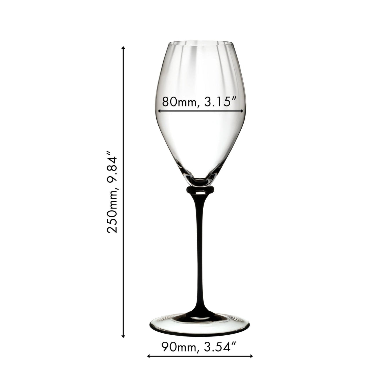 Riedel Fatto A Mano Performance Champagne Glass with Black Stem, 13 Oz