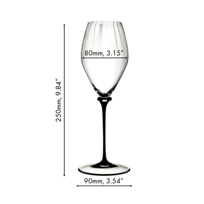 Riedel Fatto A Mano Performance Champagne Glass with Black Stem, 13 Oz