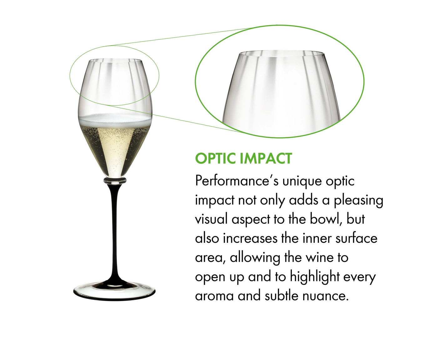 Riedel Fatto A Mano Performance 4-Piece Champagne Glass with Black Stem Set, 13 Oz