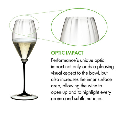 Riedel Fatto A Mano Performance Champagne Glass with Black Stem, 13 Oz