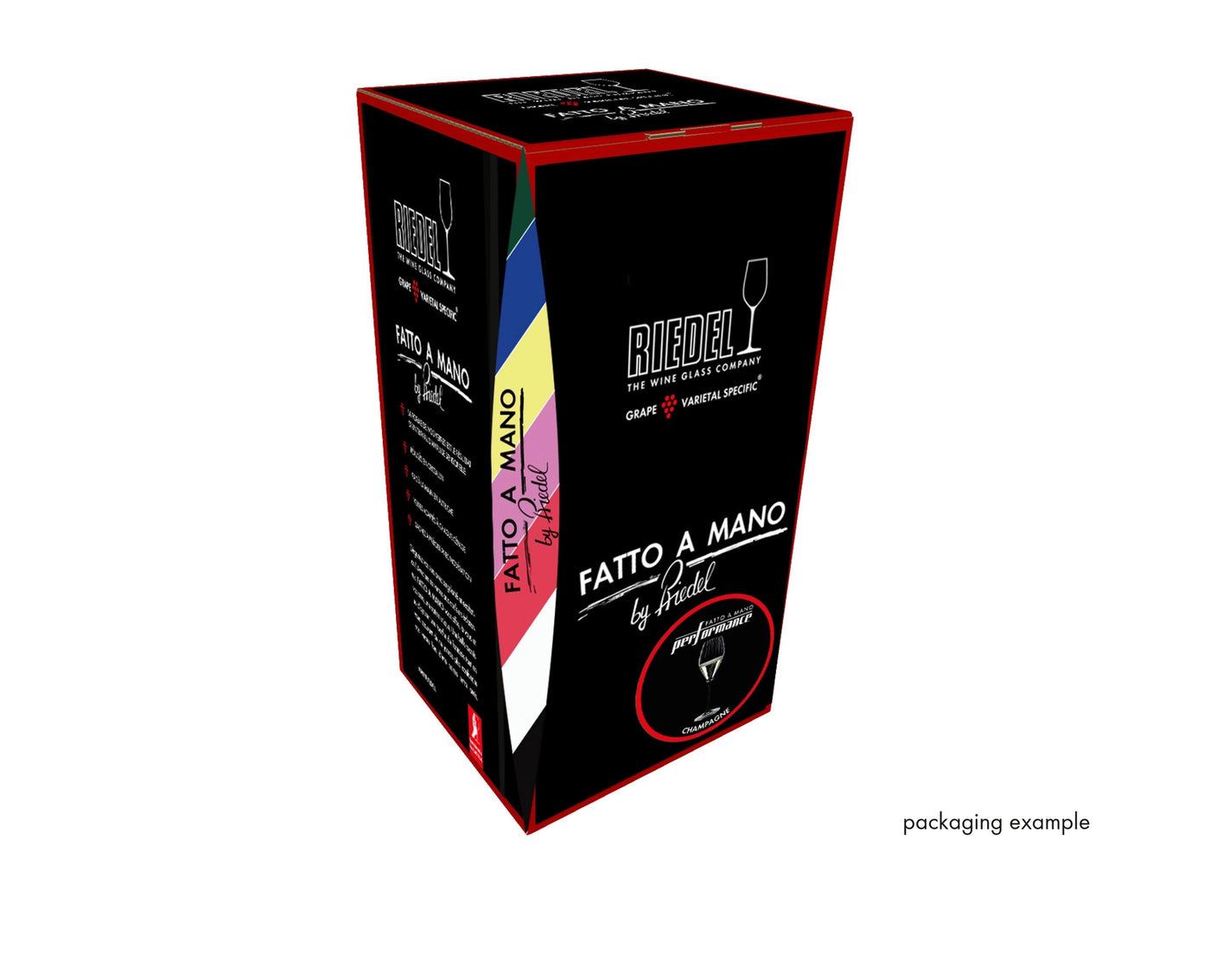Riedel Fatto A Mano Performance 4-Piece Champagne Glass with Black Stem Set, 13 Oz