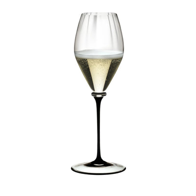 Riedel Fatto A Mano Performance Champagne Glass with Black Stem, 13 Oz