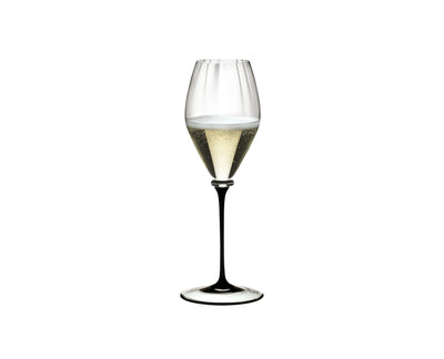 Riedel Fatto A Mano Performance 4-Piece Champagne Glass with Black Stem Set, 13 Oz