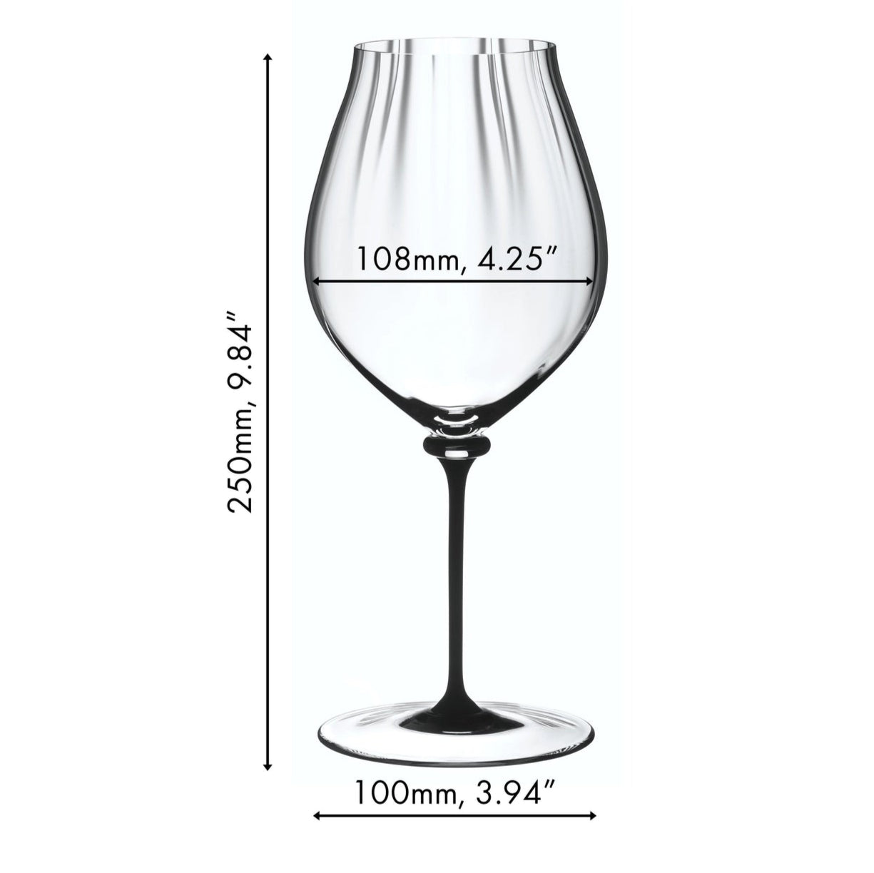 Riedel Fatto A Mano Performance Black Stem Pinot Noir Glass,  29.2 Oz