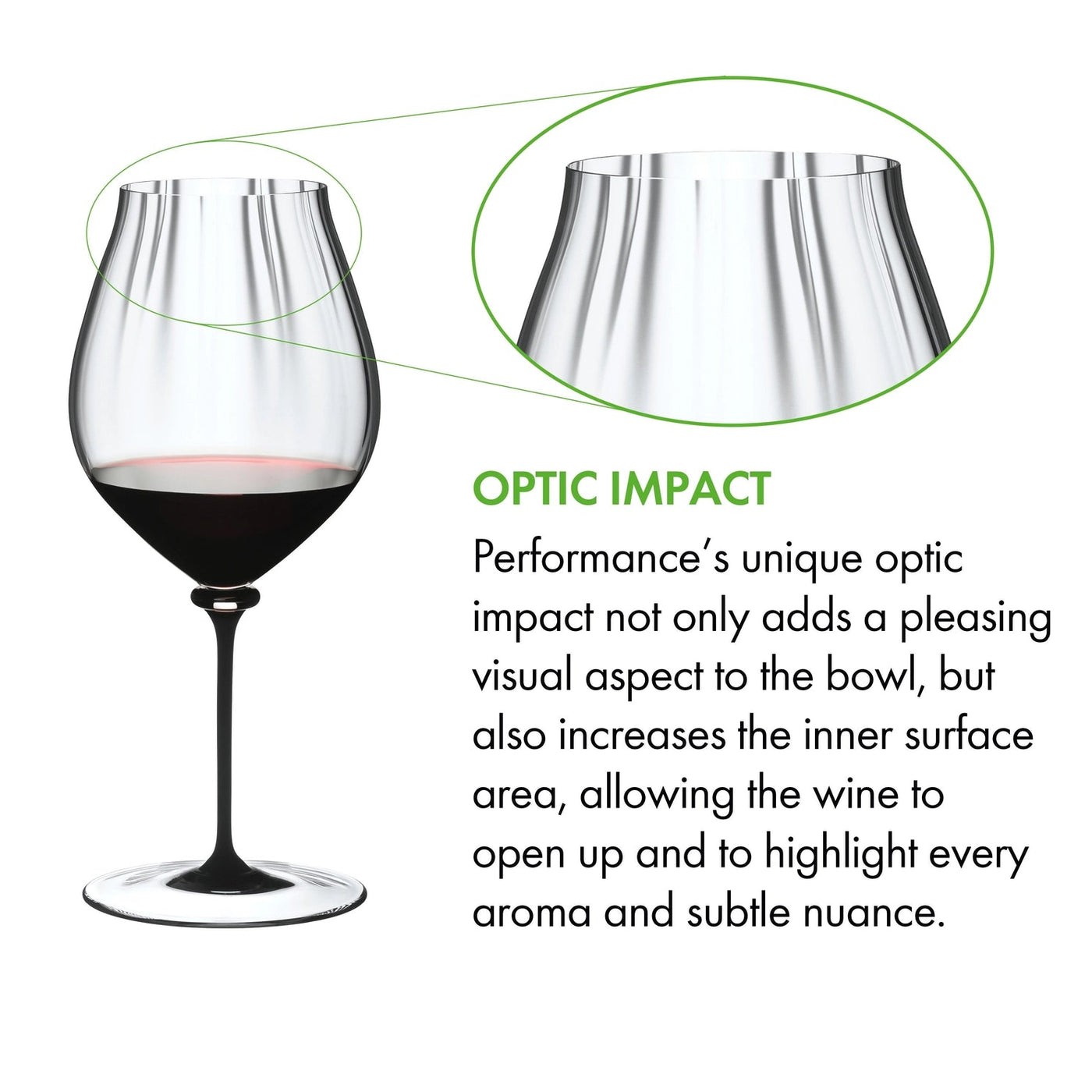 Riedel Fatto A Mano Performance Black Stem Pinot Noir Glass,  29.2 Oz