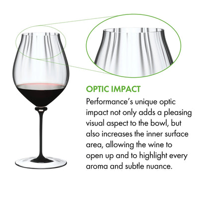 Riedel Fatto A Mano Performance Black Stem Pinot Noir Glass,  29.2 Oz