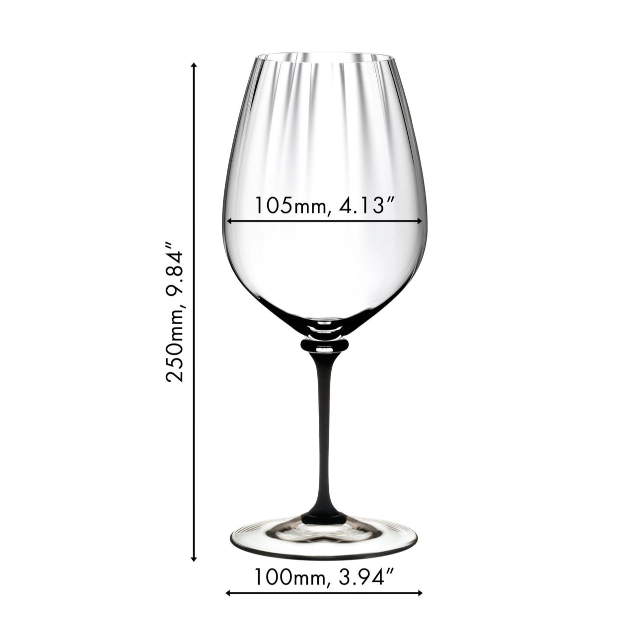 Riedel Fatto A Mano Performance Cabernet/Sauvignon Wine Glass with Black Stem, 28 Oz