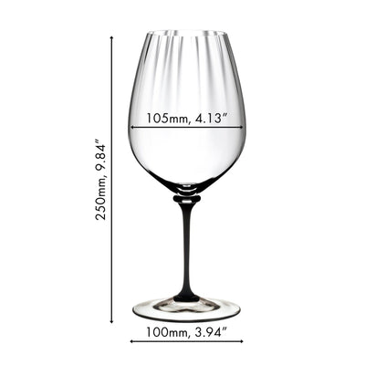 Riedel Fatto A Mano Performance Cabernet/Sauvignon Wine Glass with Black Stem, 28 Oz