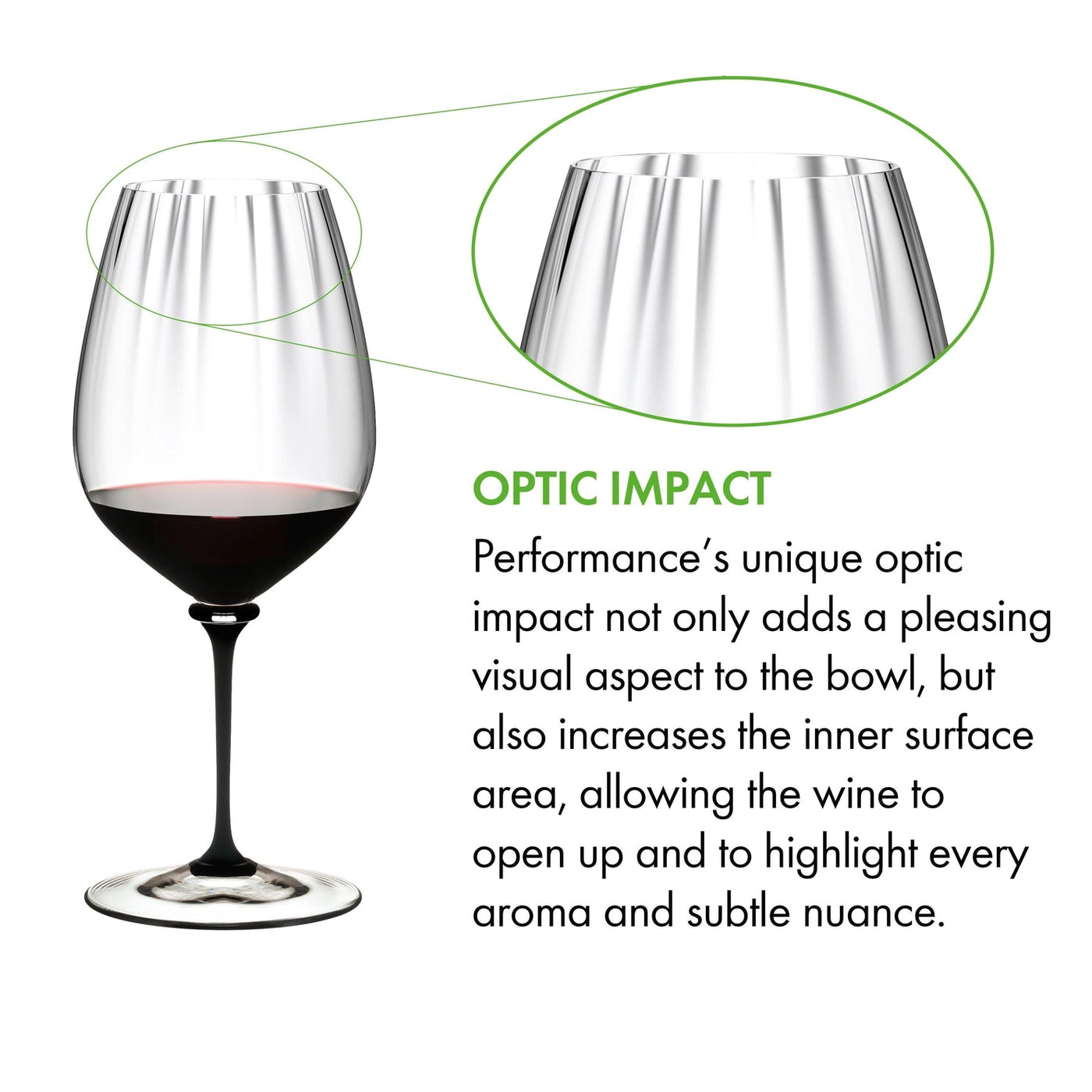 Riedel Fatto A Mano Performance Cabernet/Sauvignon Wine Glass with Black Stem, 28 Oz
